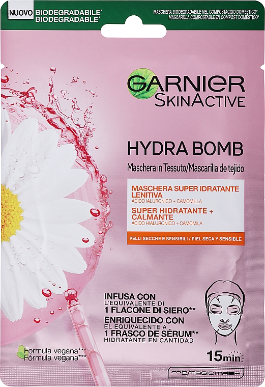 Nawilżająca maska kojąca na tkaninie do twarzy - Garnier Skin Naturals Hydra Bomb Tissue Mask Camomile