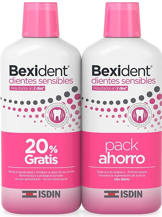 Zestaw - Isdin Bexident Dientes Sensibles Colutorio Duo (mouthwash/2x500ml) — Zdjęcie N1