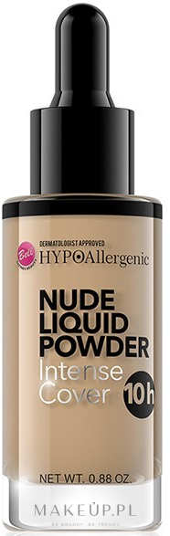 Hypoalergiczny puder matujący w płynie - Bell HYPOAllergenic Nude Liquid Powder Intense Cover — Zdjęcie 02 - Light Beige