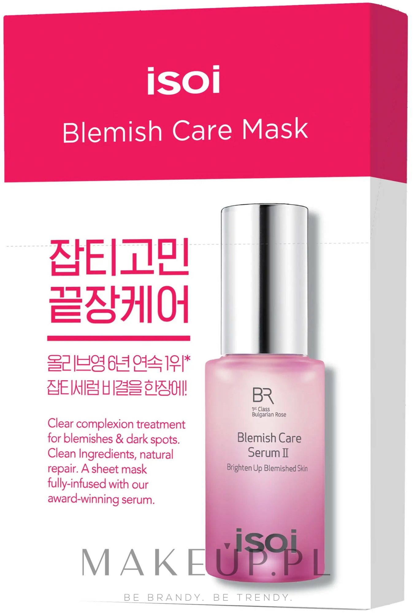 Maska do twarzy w płachcie, nawilżająco-rozjaśniająca - Isoi Bulgarian Rose Blemish Care Mask — Zdjęcie 10 x 20 ml
