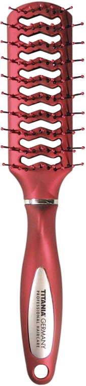 Masująca szczotka do włosów, czerwona - Titania Salon Professional — Zdjęcie N1