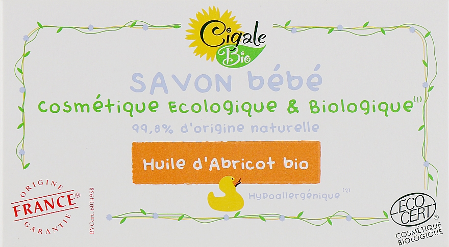 Mydło dla dzieci z olejkiem morelowym - La Cigale Bio Baby Soap With Apricot Oil — Zdjęcie N1