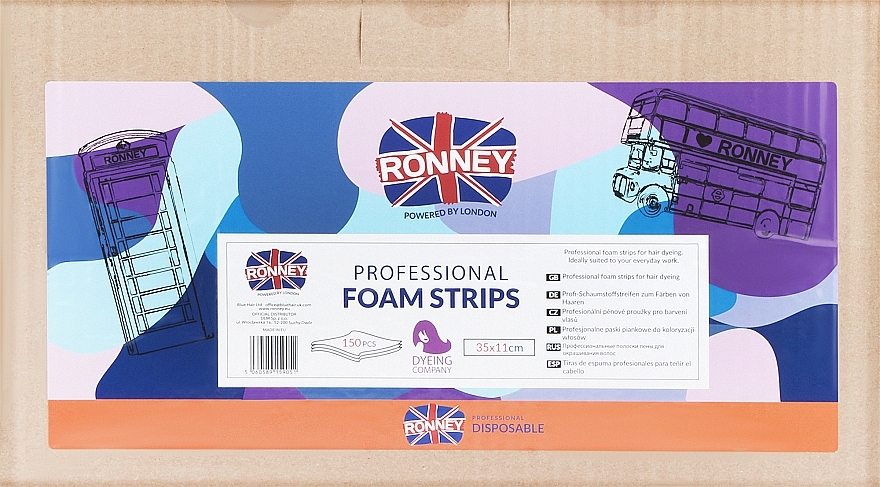 Paski piankowe do koloryzacji włosów, 35 x 11 cm - Ronney Professional Foam Strips — Zdjęcie N1
