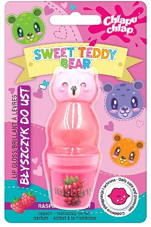 Błyszczyk do ust Sweet Teddy Bear o smaku sorbetu malinowego - Chlapu Chlap Lip Gloss Sweet Teddy Bear  — Zdjęcie N1
