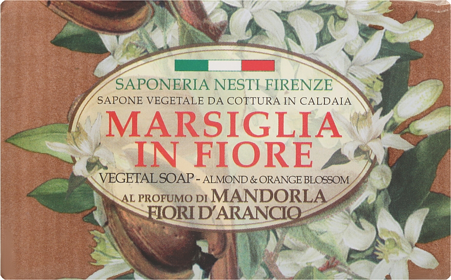 Naturalne mydło z migdałami i kwiatem pomarańczy - Nesti Dante Marsiglia In Fiore Almond & Orange Flowers — Zdjęcie N1