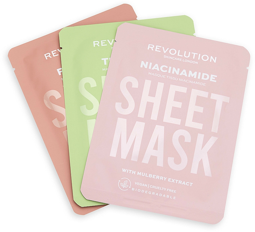 Zestaw maseczek do skóry tłustej - Revolution Skincare Oily Skin Biodegradable Sheet Mask (f/mask/3pcs) — Zdjęcie N1