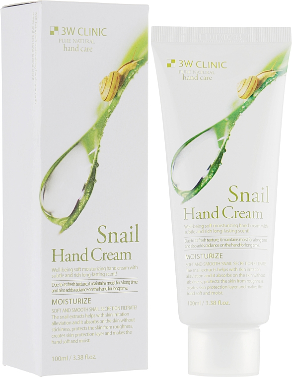 Krem do rąk ze śluzem ślimaka Regeneracja i wygładzenie - 3W Clinic Snail Hand Cream — Zdjęcie N1