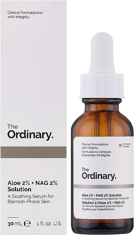 Przeciwtrądzikowe serum łagodzące - The Ordinary Aloe 2% + NAG 2% Solution — Zdjęcie N2