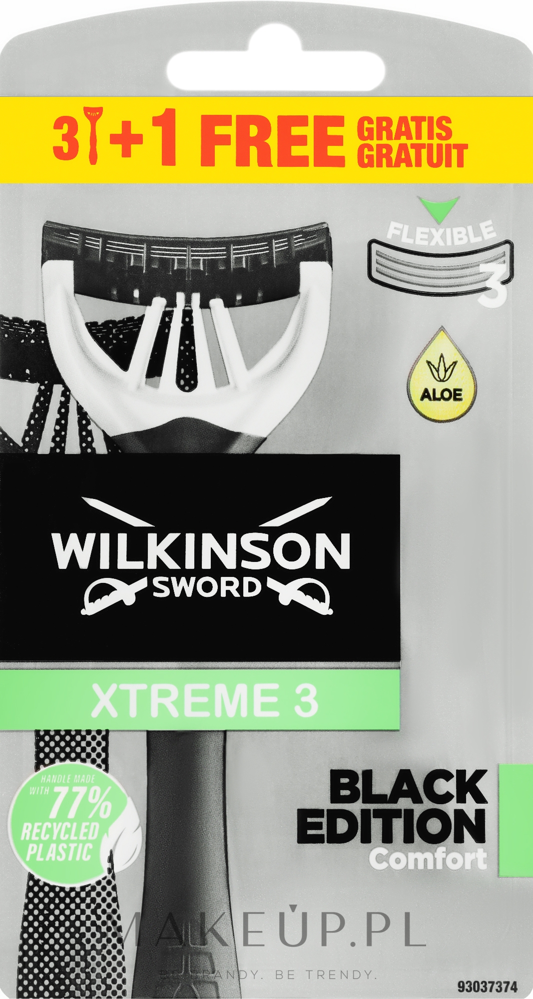 Maszynki jednorazowe, 3 + 1 szt. - Wilkinson Sword Xtreme 3 Black Edition — Zdjęcie 4 szt.