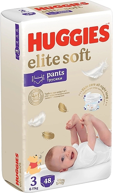 Pieluchomajtki Elite Soft Pants, rozmiar 3, 6-11 kg, 48 szt. - Huggies — Zdjęcie N5