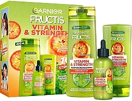 Zestaw - Garnier Fructis Vitamin & Strength (shmp/400ml + cond/200ml + ser/125ml) — Zdjęcie N1