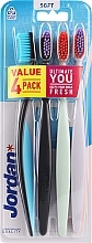 Kup Miękka szczoteczka do zębów, 4 sztuki, niebieska + czarna + miętowa + biała - Jordan Ultimate You Soft Toothbrush