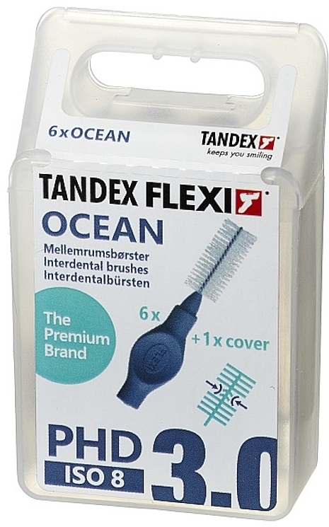 Szczoteczki międzyzębowe, 1,2 mm, granatowe, 6 szt. - Tandex Flexi Ocean — Zdjęcie N1