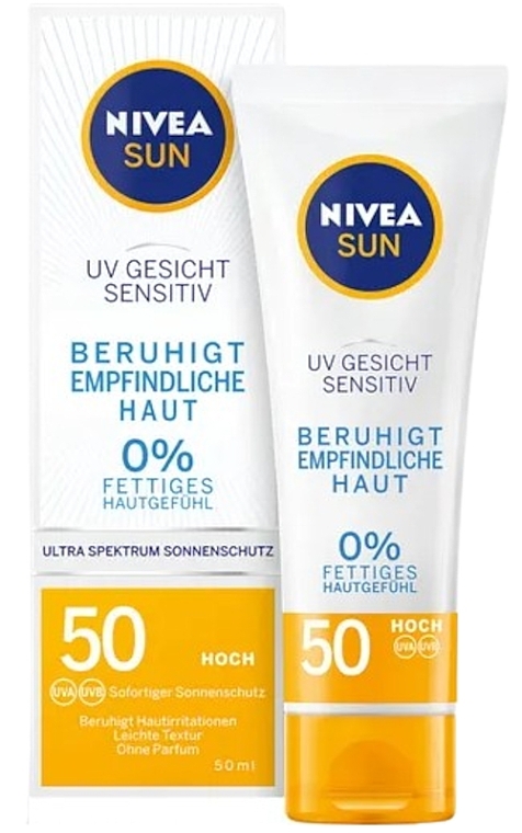 Krem przeciwsłoneczny do twarzy - NIVEA Sun UV Face Sensitive SPF 50 — Zdjęcie N1