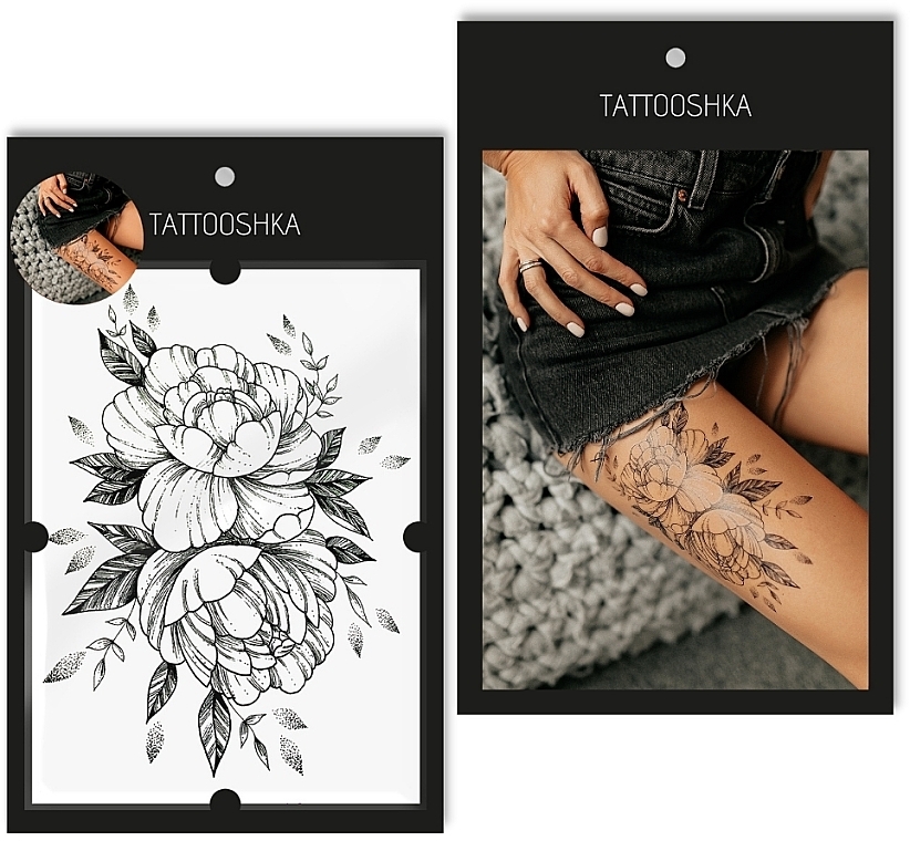 Tymczasowy tatuaż Kwiat piwonii - Tattooshka — Zdjęcie N1