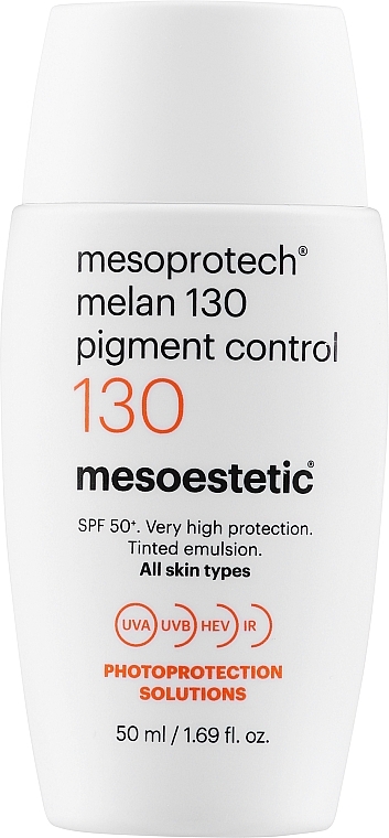 Fluid koloryzujący z filtrem przeciwsłonecznym - Mesoestetic Mesoprotech Melan Pigment Control 130+ SPF50+ — Zdjęcie N1