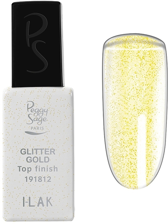 Top coat do paznokci Efekt śnieżnej kuli - Peggy Sage Top Finish Glitter Gold I-Lak — Zdjęcie N1