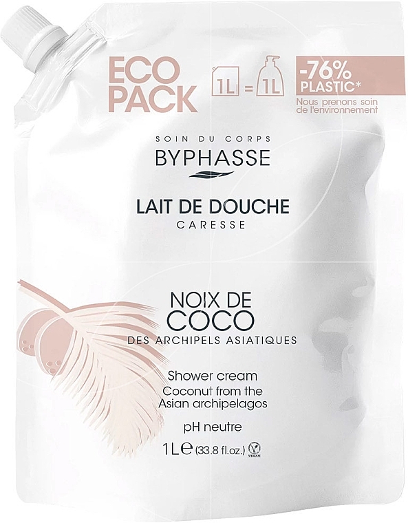 Krem pod prysznic Kokos - Byphasse Caresse Shower Cream (uzupełnienie) — Zdjęcie N1