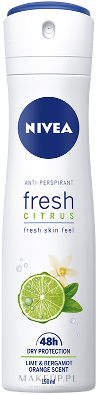 Dezodorant w sprayu - NIVEA Anti-Respirant Fresh Citrus Fresh Skin Feel Lime & Bergamot Orange Scent — Zdjęcie 150 ml