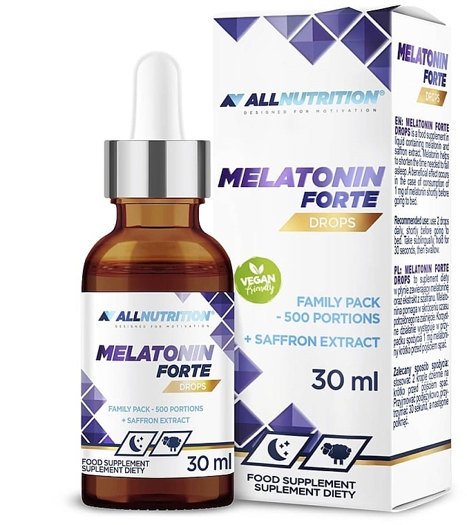 Suplement diety Melatonina, w kroplach - Allnutrition Melatonina Forte Drops — Zdjęcie N1