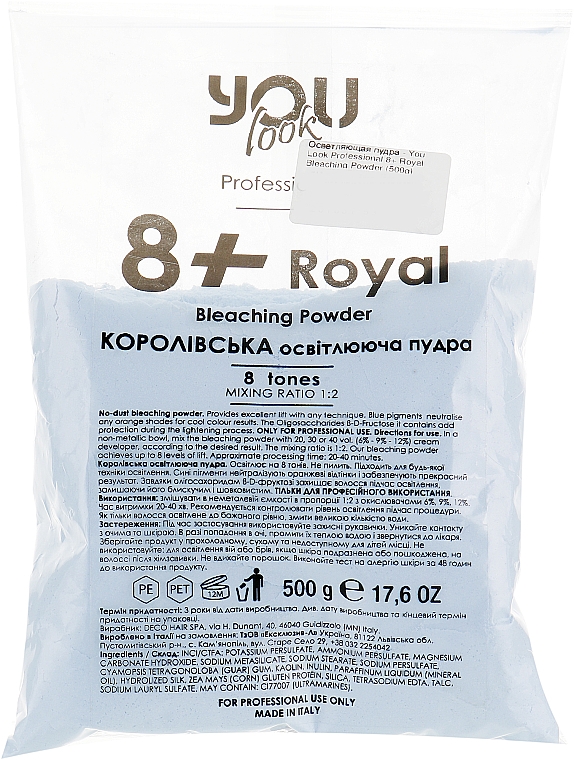 Rozświetlający puder do włosów - You Look Professional 8+ Royal Bleaching Powder