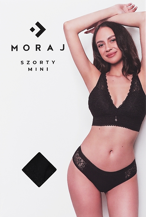 Koronkowe mini szorty MBM800-006, czarne - Moraj — Zdjęcie N1