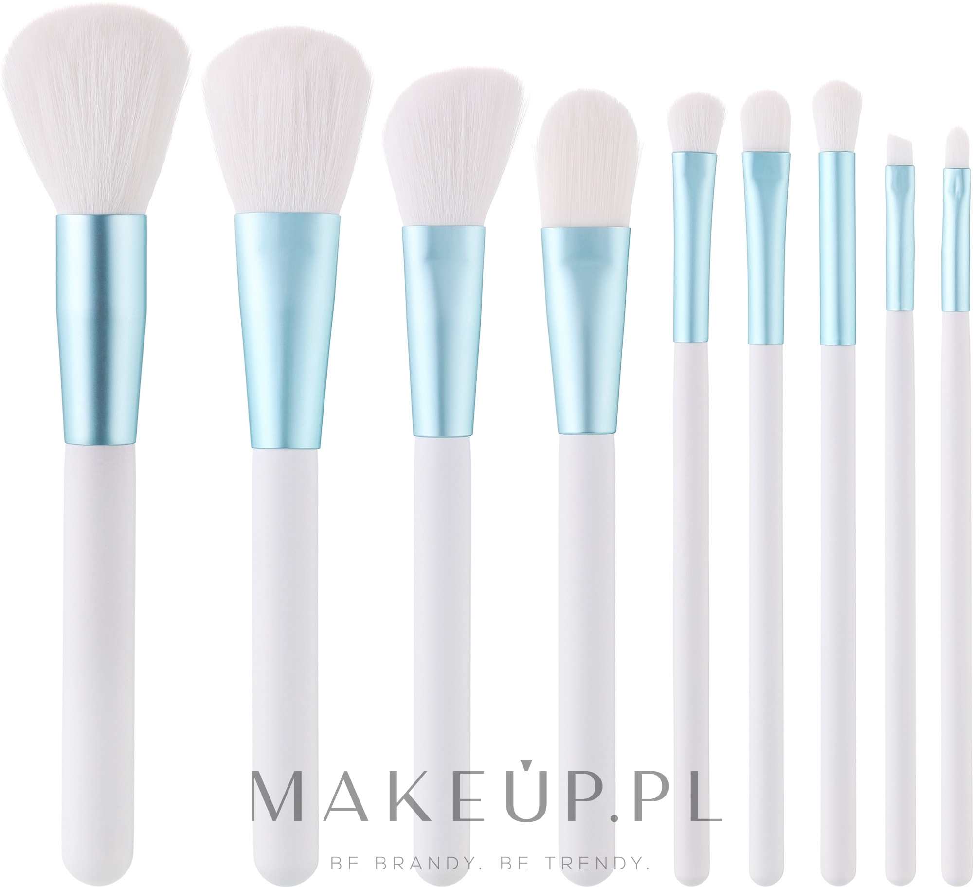 Zestaw pędzli do makijażu, 9 szt., Biało-niebieskie - Tools For Beauty MiMo White Set — Zdjęcie 9 szt.