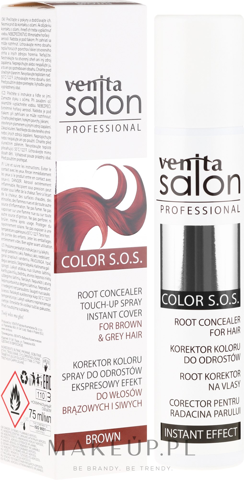 Korektor koloru do odrostów do włosów brązowych Ekspresowy efekt - Venita Salon Professional Color SOS Brown — Zdjęcie 75 ml