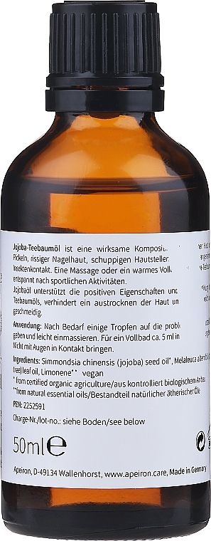 Olej jojoba i olejek z drzewa herbacianego - Apeiron	 — Zdjęcie N2