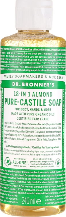 Mydło w płynie Migdały - Dr Bronner’s 18-in-1 Pure Castile Soap Almond — Zdjęcie N3