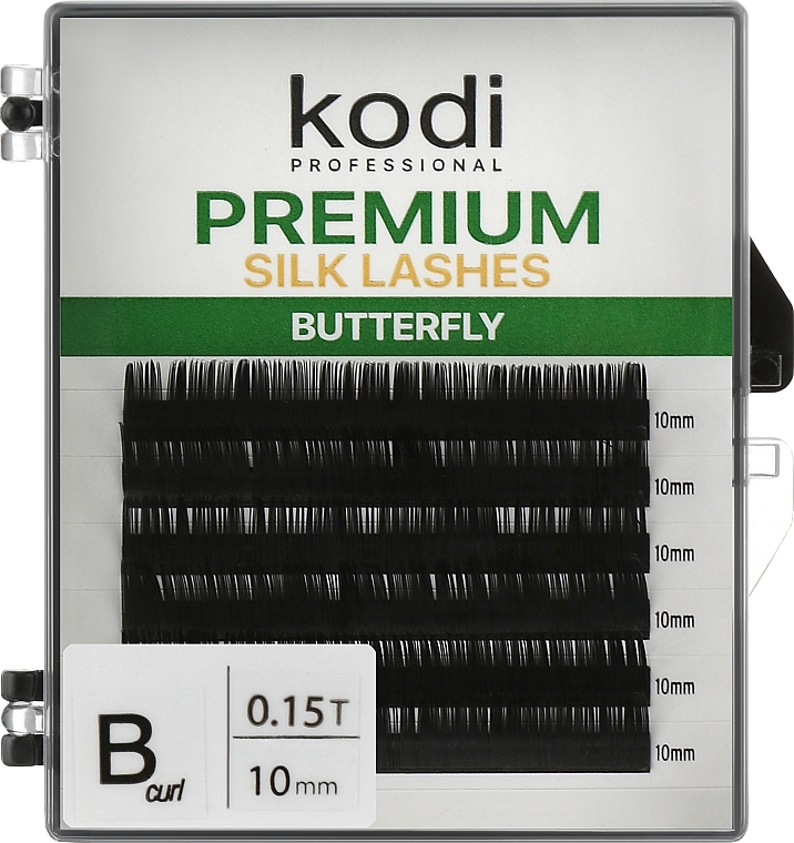 Sztuczne rzęsy Butterfly Green B 0.15 (6 rzędów: 10 mm) - Kodi Professional — Zdjęcie N1