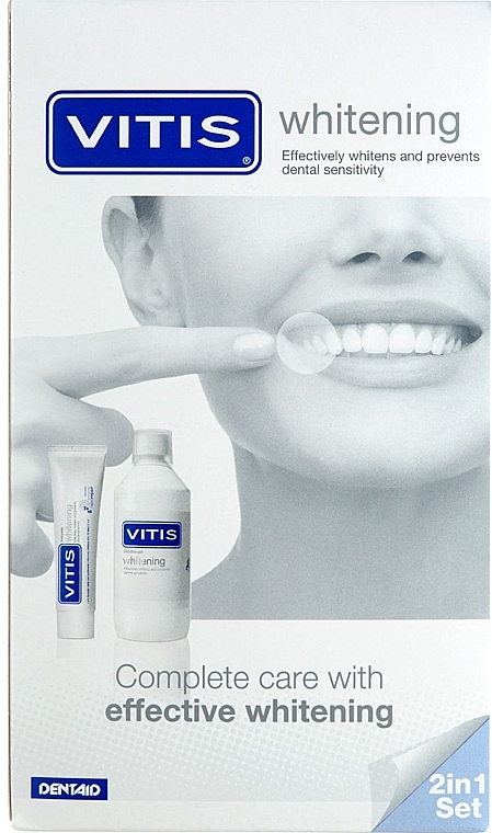 Zestaw - Dentaid Vitis Whitening Set(toothpaste/ 100ml + mouthwash /500ml) — Zdjęcie N1