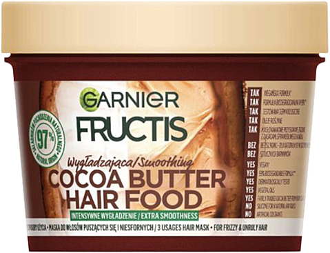 Wygłądzająca maska do włosów puszących się i niesfornych - Garnier Fructis Cocoa Butter Hair Food Smoothing