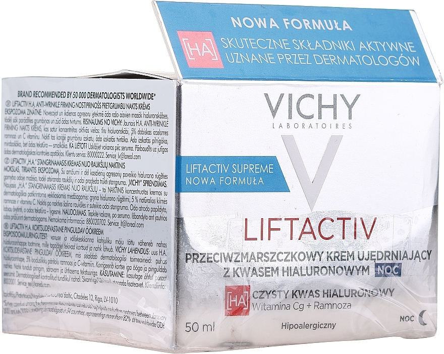 PRZECENA! Ujędrniający krem na noc przeciwzmarszczkowy do skóry suchej Ramnoza - Vichy LiftActiv Nuit Derm Source * — Zdjęcie N1