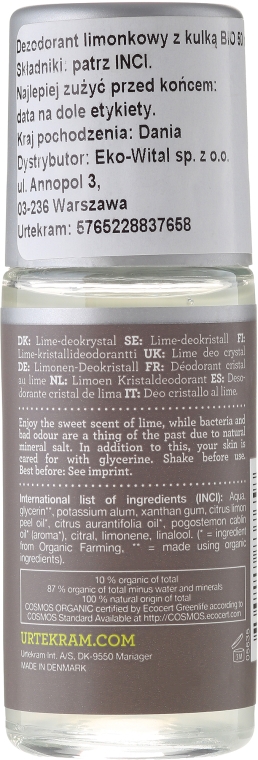 BIO kryształowy dezodorant w kulce Limonka - Urtekram Deo Crystal Lime — Zdjęcie N2