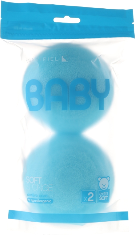 Zestaw gąbek kąpielowych dla dzieci, błękitne, 2 szt. - Suavipiel Baby Soft Sponge — Zdjęcie N1
