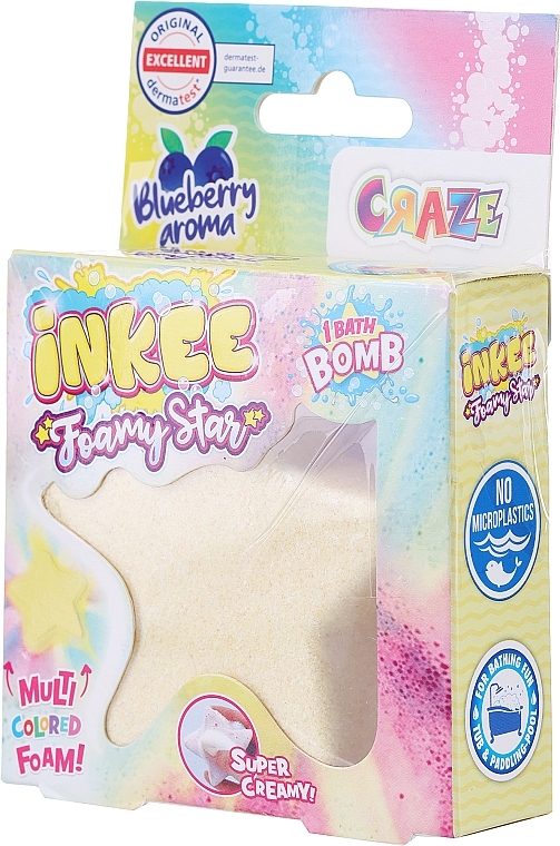 PRZECENA! Musująca gwiazdka do kąpieli Borówka, żółta - Craze Inkee Foamy Star Bath Bomb * — Zdjęcie N3