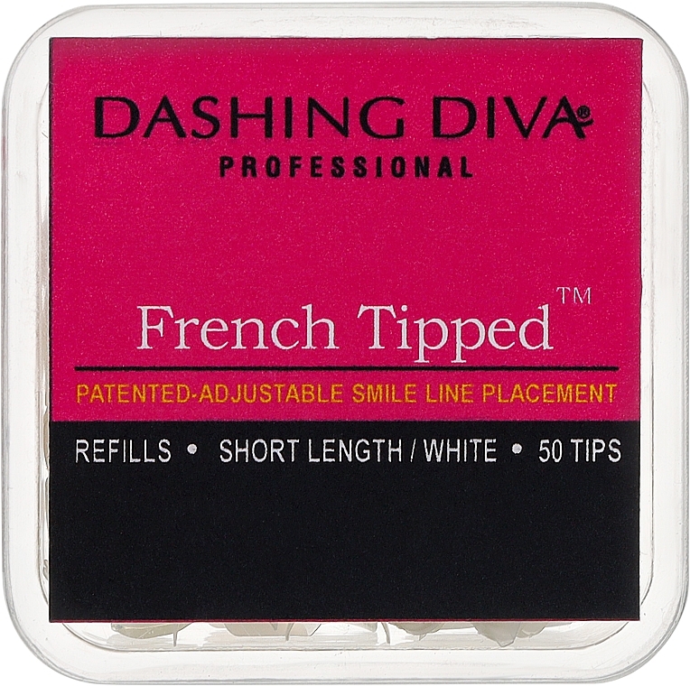 Tipsy krótkie naturalne French - Dashing Diva French Tipped Short Natural 50 Tips (Size 7) — Zdjęcie N1