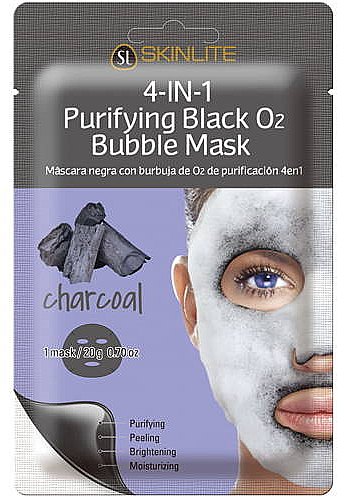 Bąbelkująca maska w płachcie do twarzy z węglem aktywnym - Skinlite Purifying Black Bubble Mask — Zdjęcie N1