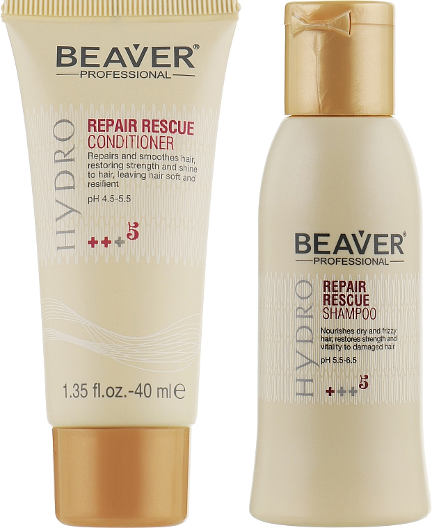 Zestaw podróżny do intensywnej regeneracji - Beaver Professional Repair Rescue Travel Kit (shm/60ml + cond/40ml) — Zdjęcie N2