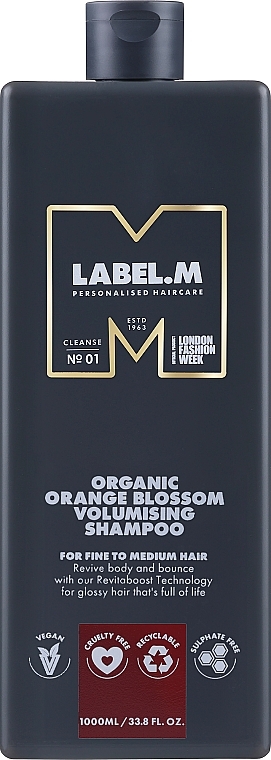 Szampon zwiększający objętość włosów - Label.m Professional Organic Orange Blossom Volumising Shampoo — Zdjęcie N1