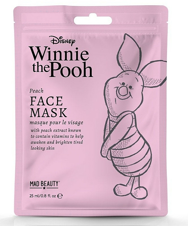 Maska w płachcie do twarzy Brzoskwinia - Mad Beauty Disney Winnie The Pooh Piglet Sheet Mask — Zdjęcie N1