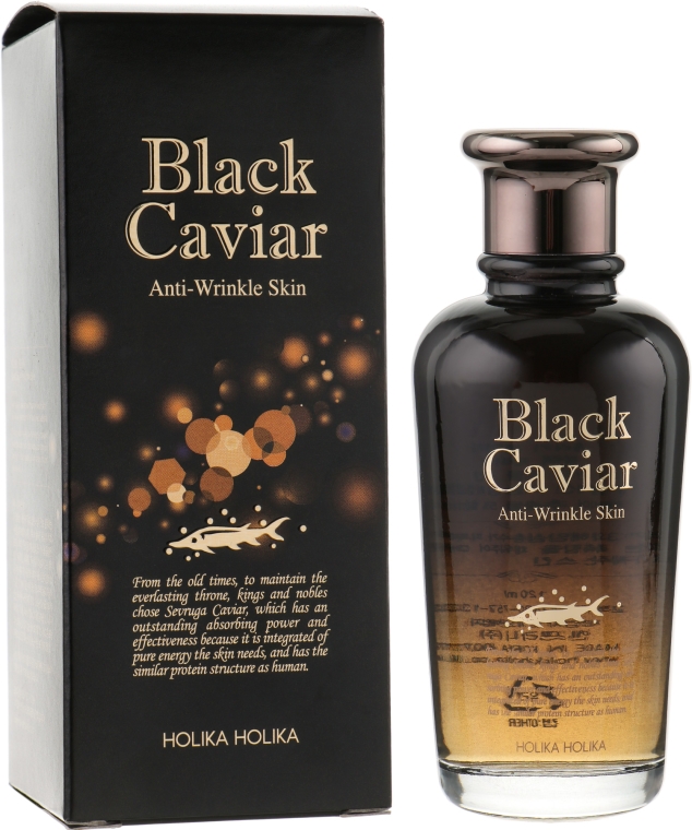 Przeciwzmarszczkowy tonik do twarzy z ekstraktem z czarnego kawioru - Holika Holika Black Caviar Anti-Wrinkle Skin — Zdjęcie N1