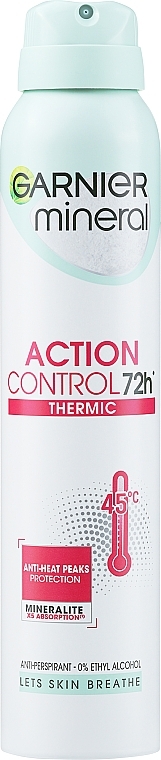 Antyperspirant w sprayu o długotrwałym działaniu - Garnier Mineral Action Control Thermic Antiperspirant 72H