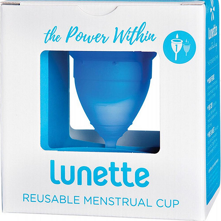 Kubeczek menstruacyjny, model 1, niebieski - Lunette Reusable Menstrual Cup Blue Model 1 — Zdjęcie N1