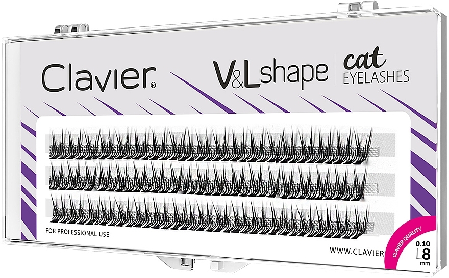 Kępki rzęs L, 8 mm - Clavier V&L Shape Cat Eyelashes — Zdjęcie N1