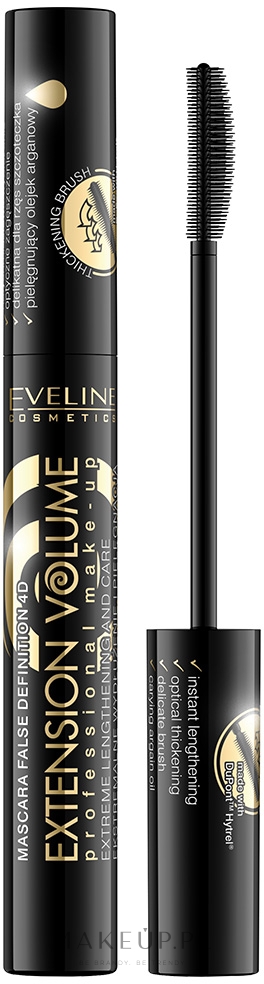 Tusz do rzęs, wydłużająco-pielęgnujący - Eveline Cosmetics Extension Volume — Zdjęcie Black