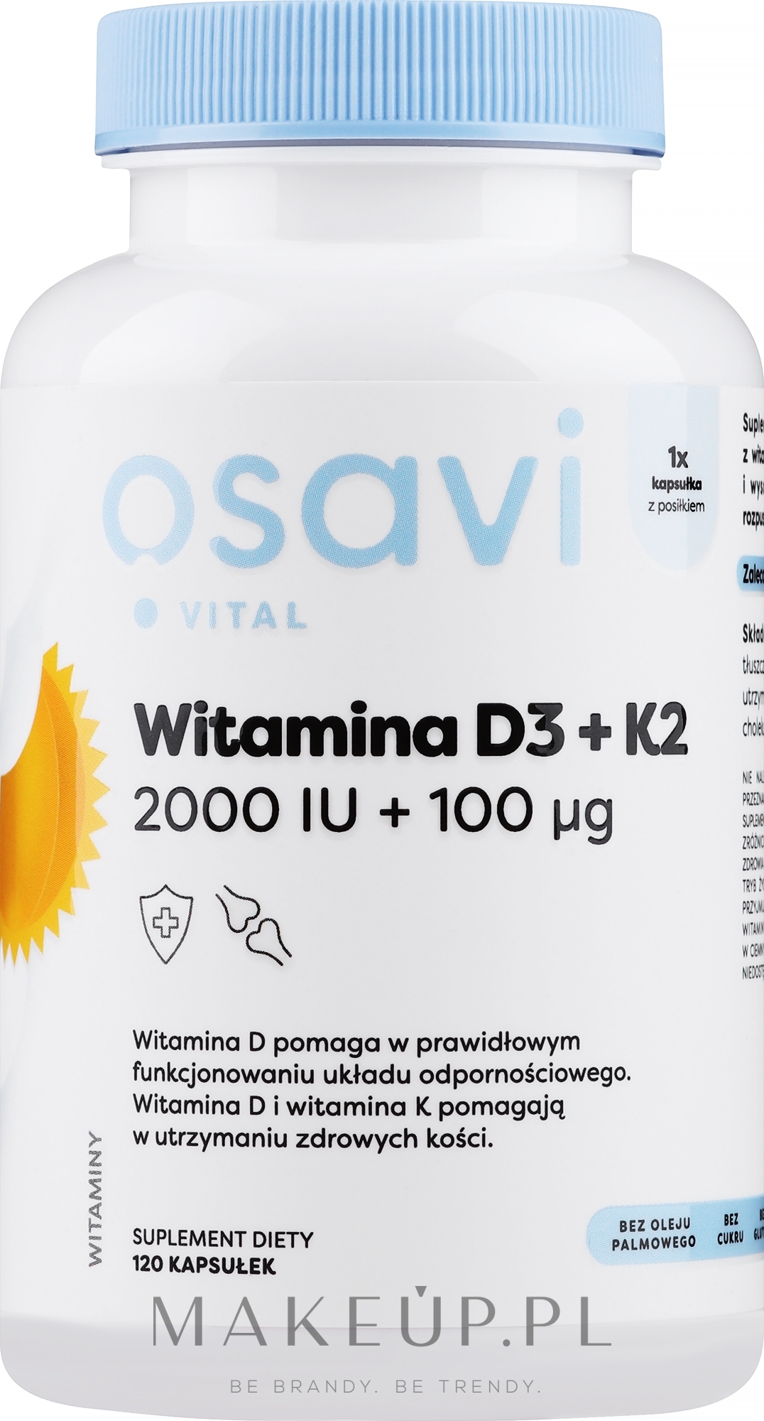 Suplement diety Witamina D3 + K2 - Osavi Vitamin D3 + K2 2000 IU — Zdjęcie 120 szt.