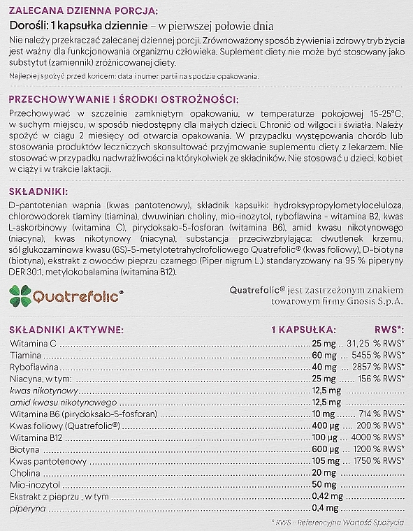 Suplement diety Kompleks witamin z grupy B - Health Labs Care Vitamin B Complex  — Zdjęcie N3