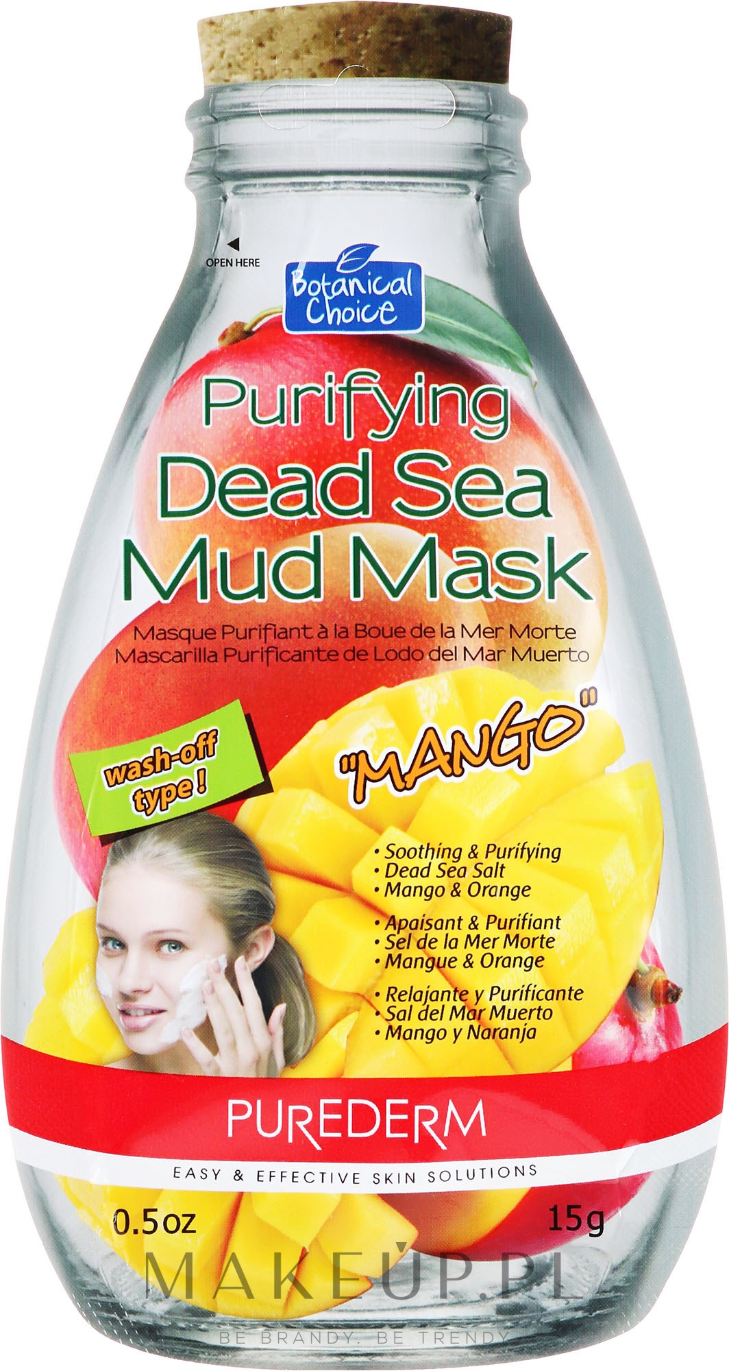Oczyszczająca maseczka do twarzy Mango z błotem z Morza Martwego - Purederm Purifying Dead Sea Mud Mask With Mango — Zdjęcie 15 g